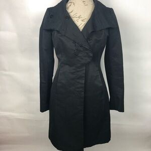 Karen Millen Trench Coat Black Embroidery EUC Sz 8